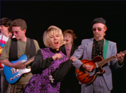Singer and band on the Beat Park video set