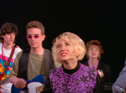 Singer and band on the Beat Park video set, close